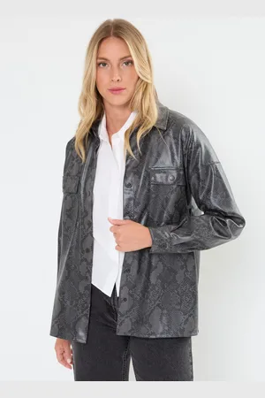 Noisy May NMMIA PU OVERSHIRT WVN - Abbigliamento - Taglia L
