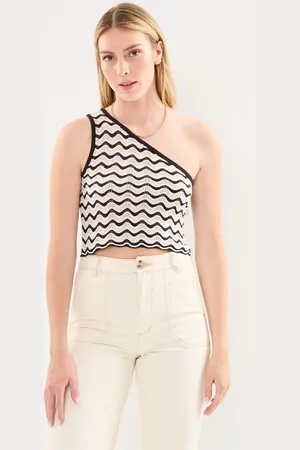 Noisy May Nmsadie S/L One Shoulder Crop Knit Top - Abbigliamento - Taglia XS