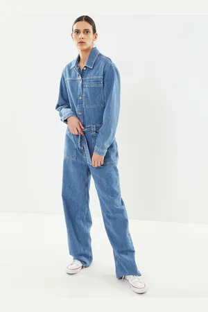 SELECTED Slfmarley Ls Mid Blue Denim Jumpsuit - Abbigliamento - Taglia 36