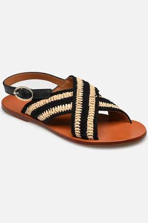 Vanessa Bruno Sandales Plates En Raphia, Macrame De Coton et Cuir - Sandali e scarpe aperte - Taglia 40