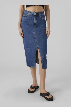 VERO MODA Vmveri Hr Calf Denim Skirt Ga Noos - Abbigliamento - Taglia XS