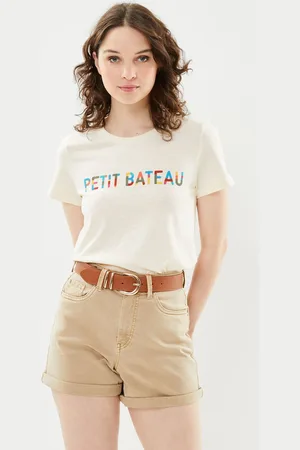 Petit Bateau T-Shirt Droit Manches Courtes Col Rond Coton Epais Bio - Femme - Abbigliamento - Taglia M