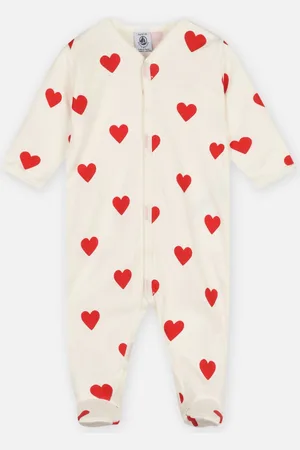 Petit Bateau Pyjama à Cœurs Rouges en Molleton - Abbigliamento - Taglia 1M