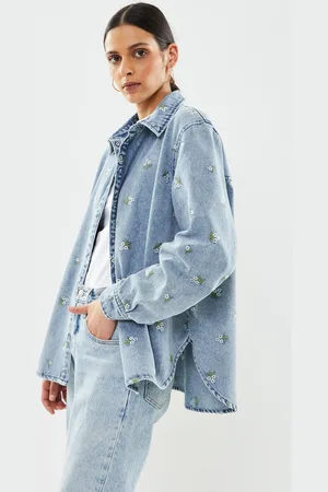 VERO MODA Vmophelia Ls Long Emb Denim Shirt - Abbigliamento - Taglia S