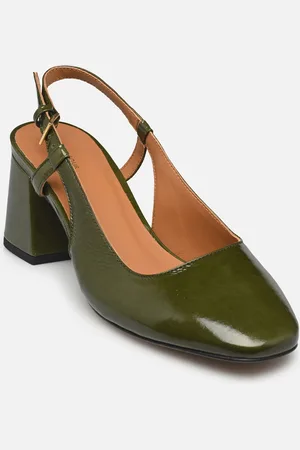 Rivecour Slingback n°617 - Cuir vernis - Kaki - Décolleté - Taglia 40