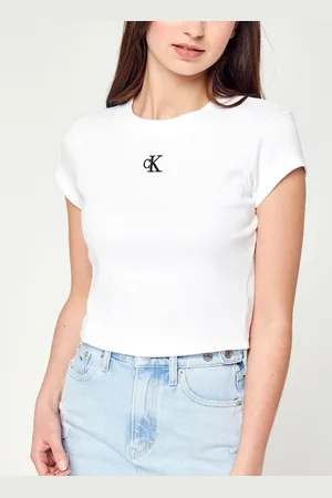 Calvin Klein Ck Rib Cropped Slim Tee - Abbigliamento - Taglia XS