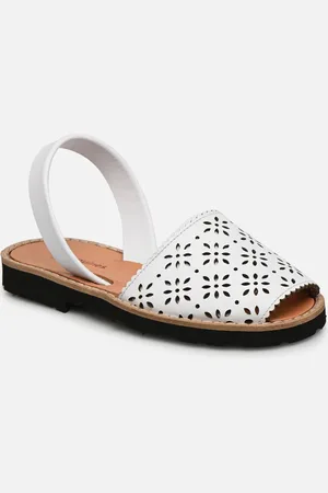 MINORQUINES Avarca Cuir Perforé Fleur Blanco - Sandali e scarpe aperte - Taglia 26