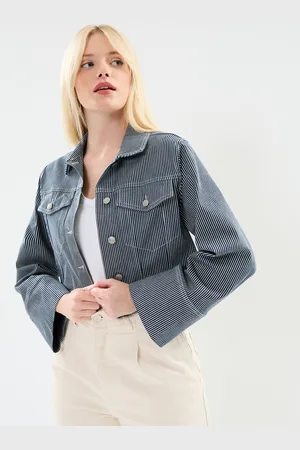 SELECTED Slfmyra Ls Stripe Short Denim Jacket - Abbigliamento - Taglia 38