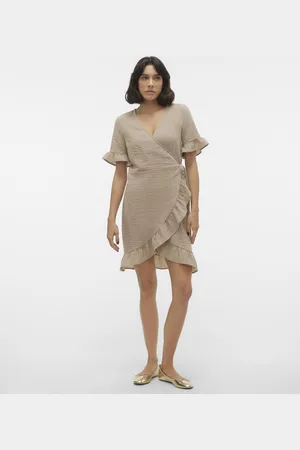 VERO MODA Vmchris Ss Short Wrap Dress Wvn Ga - Abbigliamento - Taglia XS