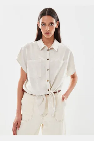 Pieces® Pcvinsty Ss Linen Tie Shirt Noos - Abbigliamento - Taglia XS