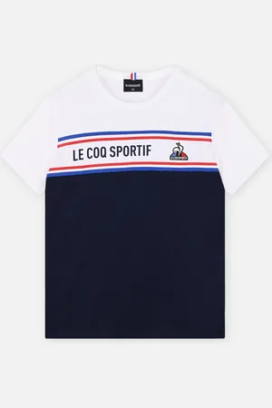 Le Coq Sportif TRI Tee SS N°2 Enfant bleu nuit/new opti - Abbigliamento - Taglia 12A