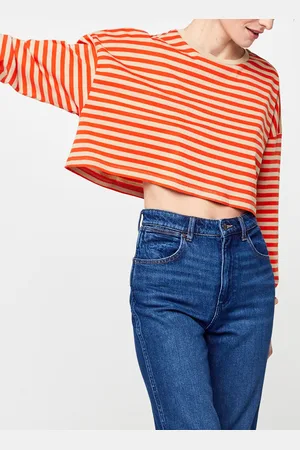 Noisy May Nmfrida Stripe L/S O-Neck Semi Crop Top - Abbigliamento - Taglia L
