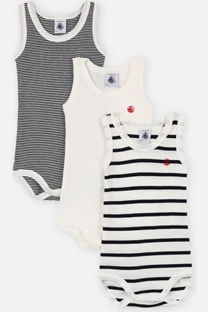 Petit Bateau Lot de 3 Bodies Sans Manches Marinière - Abbigliamento - Taglia 12M