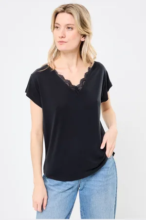 Pieces® PCKAMALA LACE V-NECK TEE JRS FC BC - Abbigliamento - Taglia M