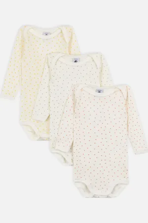 Petit Bateau Lot de 3 Bodies Manches Longues Cœur de Beurre - Abbigliamento - Taglia 12M