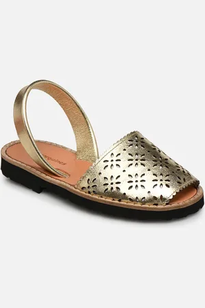 MINORQUINES Avarca Cuir Perforé Fleur Oro - Sandali e scarpe aperte - Taglia 26