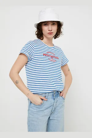 Petit Bateau T-Shirt Droit Manches Courtes Col Rond Coton Epais Bio - Femme - Abbigliamento - Taglia XXS