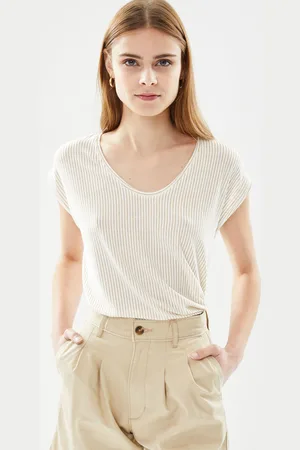 Pieces® Pcbillo Ss V-Neck Tee Lurex Stripe Ka - Abbigliamento - Taglia XS