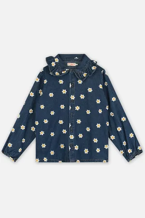 Tiny Cottons Denim Daisy Frill Collar Shirt - Abbigliamento - Taglia 3A
