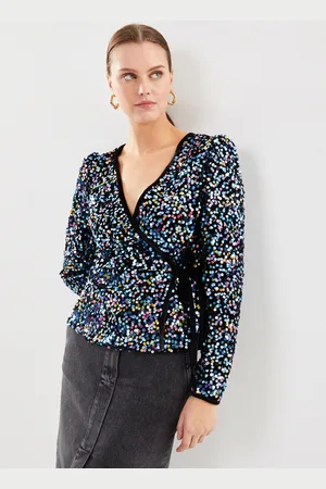 Y.A.S Yaskillo Sequin Ls Wrap Top - Show - Abbigliamento - Taglia S