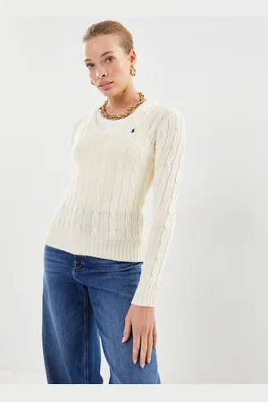 Ralph Lauren Pull col en V torsadé en coton - Abbigliamento - Taglia L