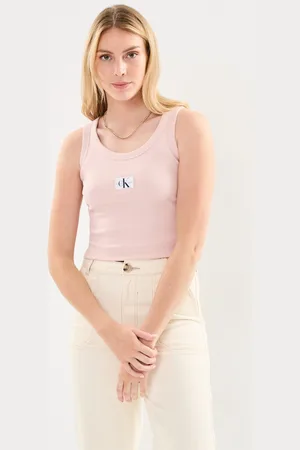 Calvin Klein Woven Label Rib Tank - Abbigliamento - Taglia L
