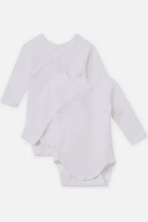 Petit Bateau Lot de 2 Bodies Croisés Manches Longues Unis - Abbigliamento - Taglia 0M