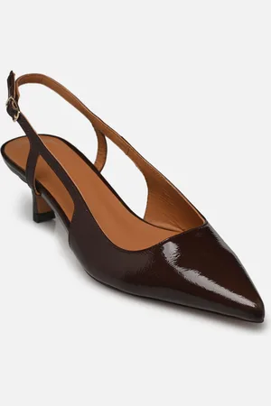 Rivecour Slingback n°412 - Cuir vernis - Marron - Décolleté - Taglia 36