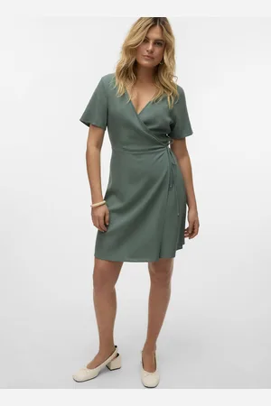 VERO MODA VMMYMILO S/S SHORT WRAP DRESS WVN GA - Abbigliamento - Taglia L