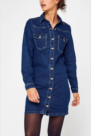 Pieces® Pcperry L/S Denim Dress-Vi/Noos Bc - Abbigliamento - Taglia XS