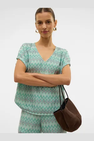 VERO MODA VMDICTE SS V-NECK TOP JRS GA VO - Abbigliamento - Taglia L