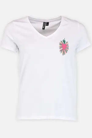 Pieces® PCTILLY SS V-NECK EMB T-SHIRT JRS FC - Abbigliamento - Taglia L