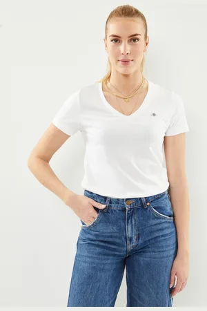 GANT Reg Shield Ss V-Neck T-Shirt - Abbigliamento - Taglia L