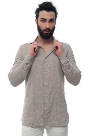 LUIGI BORRELLI NAPOLI Camicia misto lino manica lunga