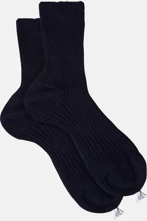 Scarosso Blue Cotton Ankle Socks - Donna Calze - Cotone 35-36