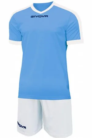 Givova Kit Revolution Maglietta da calcio con Shorts bianco azzurro