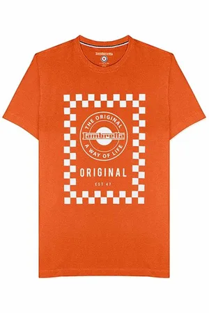 Lambretta Checker Board Uomo T-shirt SS0159-BRNT ORANGE
