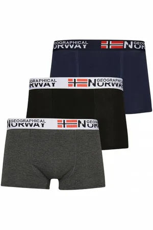 Geographical Norway Uomo Boxer Set da 3 Pack-3-Tricolore-Bianco