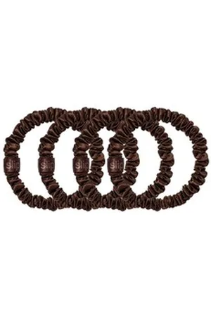 Slip Scrunchies In Pura Seta Skinny - 4 Scrunchies - -scrunchies Pure Silk Skinny Dark Brown - Donna