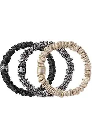 Slip Chouchous Fins Pure Soie - Elastici Capelli - Scrunchies Black, Caramel, Leopard- - Donna