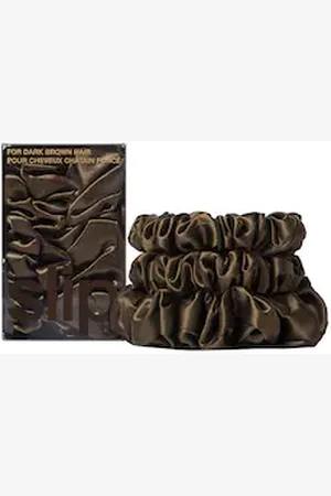 Slip Back To Basics - Elastici Di Pura Seta Per Capelli Castano Scuro - -scrunchies Midi / Large Dark Brown - Donna