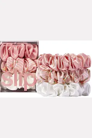Slip Scrunchies In Pura Seta Taglia L - 3 Scrunchies - -scrunchies Large Rosebud - Donna