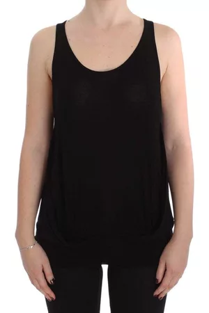 Plein Sud Donna T-shirt senza maniche - Blusa senza maniche elasticizzata nera - 42 | S