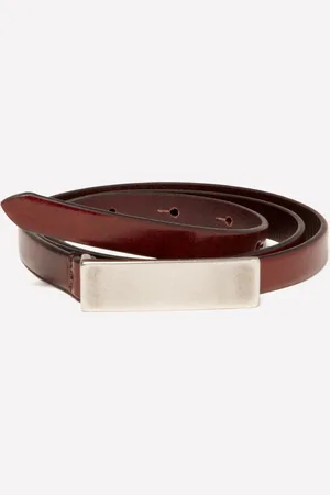 Sisley Cintura Sottile In Pelle Marrone, Donna