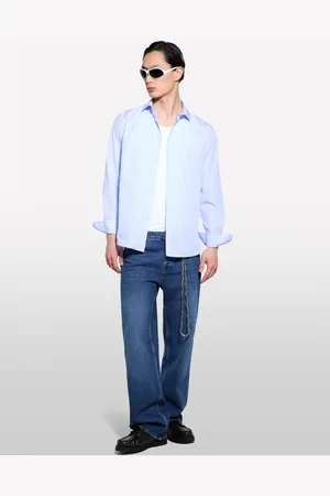 Sisley Camicia Tinto Filo Azzurra, Uomo