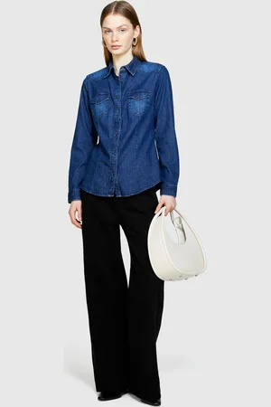 Sisley Camicia Di Jeans Slim Fit, Donna