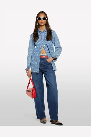 Sisley Jeans Baggy Fit Blu, Donna