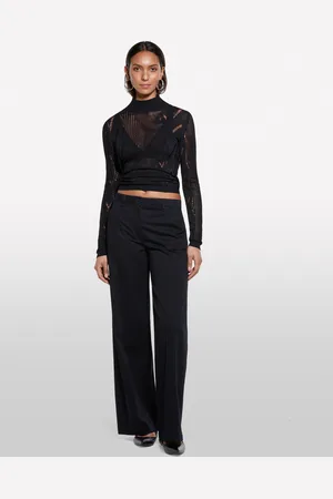 Sisley Pantaloni Wide Leg Neri, Donna