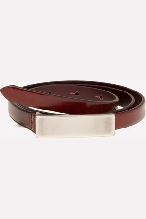 Sisley Cintura Sottile In Pelle Marrone, Donna