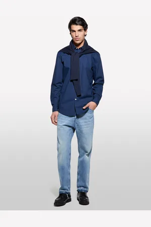 Sisley Camicia Slim Fit Stampata Blu, Uomo